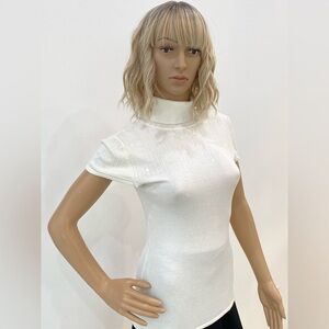 Beautiful Buffalo David Bitton Ivory Sequined Short-Sleeve Turtleneck